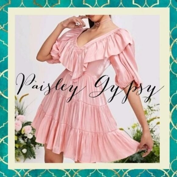 PINK BOHEMIAN  FLAIR DRESS - Picture 1 of 14